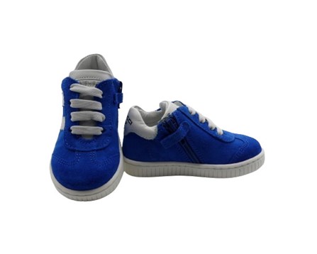 Sneaker primo passo in camposcio con lacci e zip laterale