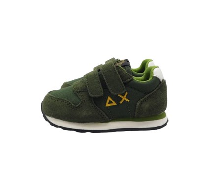 Sneaker in camoscio e tessuto con doppio velcro