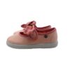 Ballerina in tessuto con cinturino in velcro e fiocco vichy