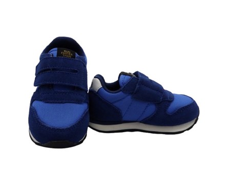 Sneaker in camoscio e tessuto con doppio velcro
