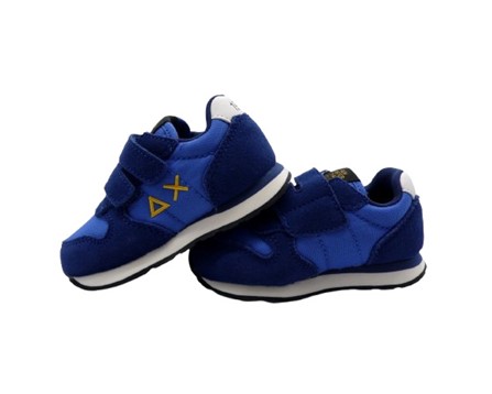 Sneaker in camoscio e tessuto con doppio velcro