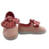 Ballerina in tessuto con cinturino in velcro e fiocco vichy