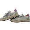 Sneaker in pelle e micro glitter con doppio velcro