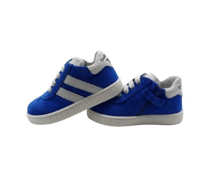 Sneaker primo passo in camposcio con lacci e zip laterale