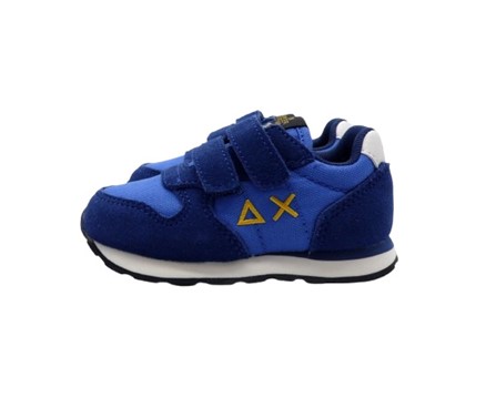 Sneaker in camoscio e tessuto con doppio velcro