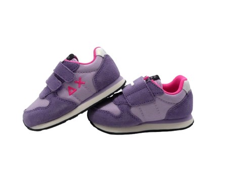 Sneaker in camoscio e tessuto con doppio velcro