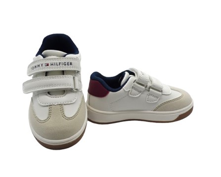 Sneaker in pelle con doppio velcro
