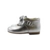Ballerina primo passo in pelle laminata con fiore