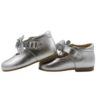 Ballerina primo passo in pelle laminata con fiore