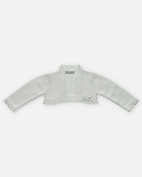 Cardigan corto in maglia smerlato