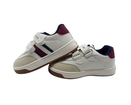 Sneaker in pelle con doppio velcro