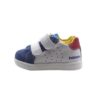 Sneaker primo passo in pelle e camoscio con doppio velcro