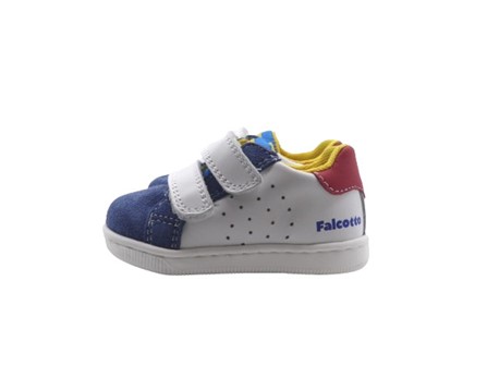 Sneaker primo passo in pelle e camoscio con doppio velcro