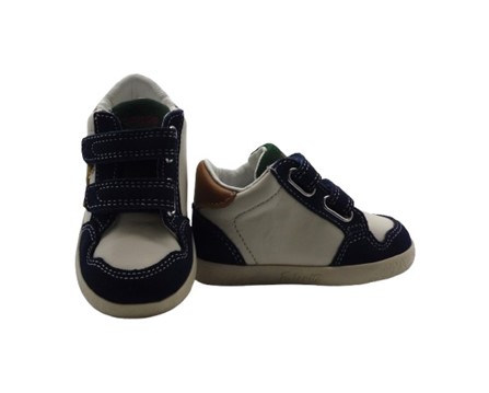 Sneaker primo passo in pelle con doppio velcro