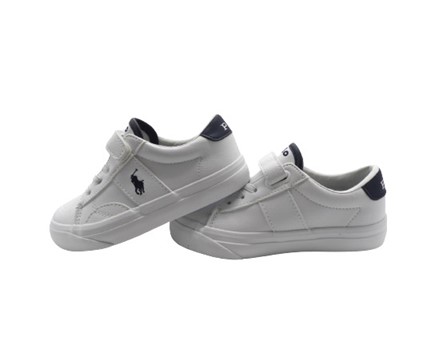 Sneaker in pelle con velcro e lacci