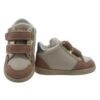 Sneaker primo passo in pelle e camoscio con doppio velcro