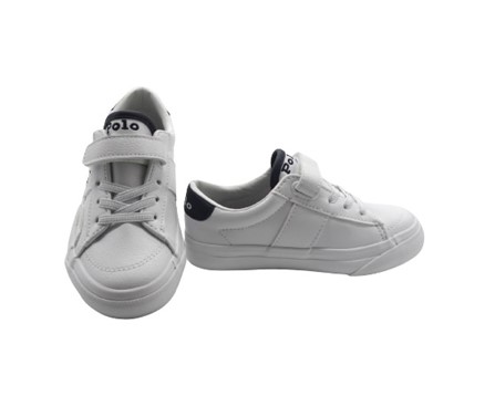 Sneaker in pelle con velcro e lacci