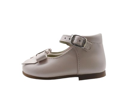 Ballerina primo passo in pelle con fiocco
