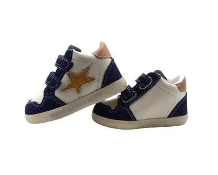 Sneaker primo passo in pelle con doppio velcro