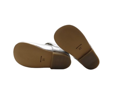 Ballerina primo passo in pelle laminata con fiore
