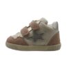 Sneaker primo passo in pelle e camoscio con doppio velcro