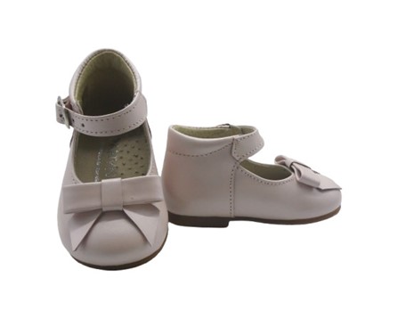 Ballerina primo passo in pelle con fiocco