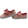 Ballerina in tessuto con cinturino in velcro e fiocco vichy