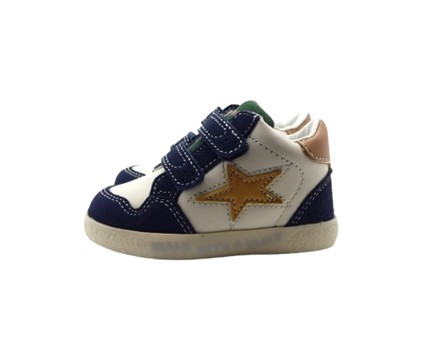 Sneaker primo passo in pelle con doppio velcro