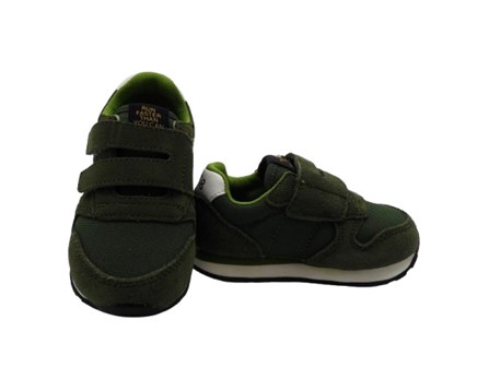 Sneaker in camoscio e tessuto con doppio velcro