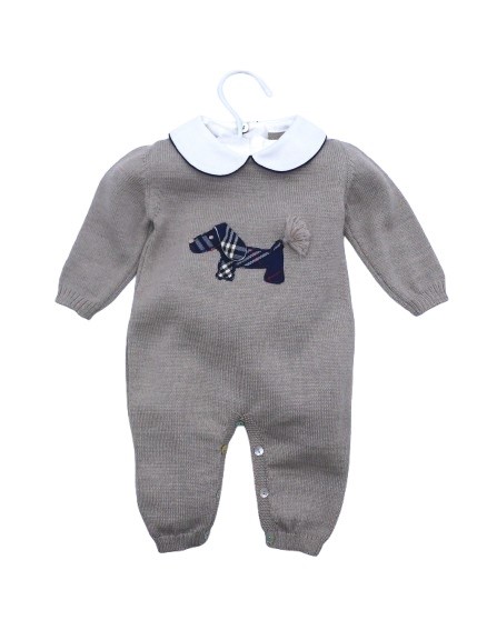 Tutina con applicazione bassotto fantasia scozzese