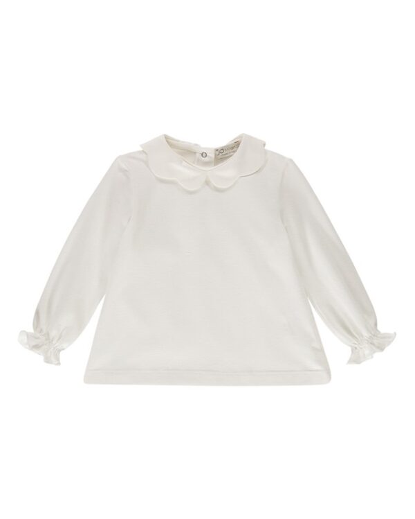 T-shirt con colletto ondulato