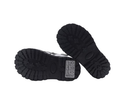 Anfibio in pelle laminata con lacci e zip