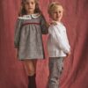 Vestito pied de poule con colletto