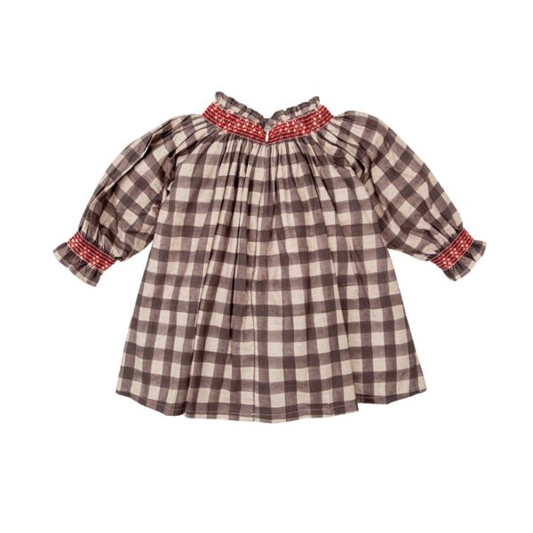 Vestito a quadretti con dettagli ricamo punto smock