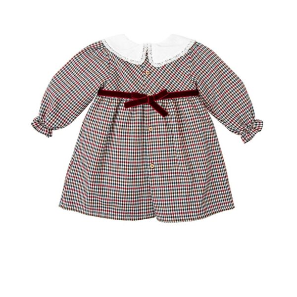 Vestito pied de poule con colletto
