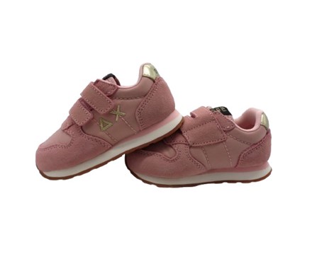 Sneaker in camoscio e tessuto con doppio velcro