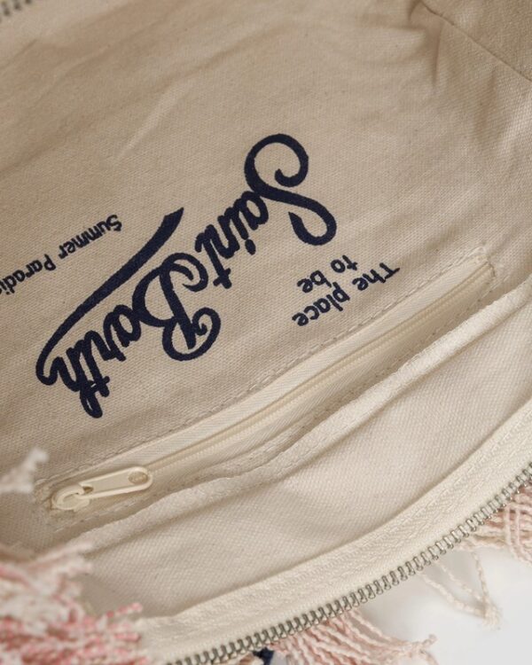 Borsa in tela di cotone a righe con tracolla