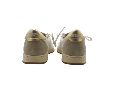 Sneaker in pelle e micro glitter con lacci