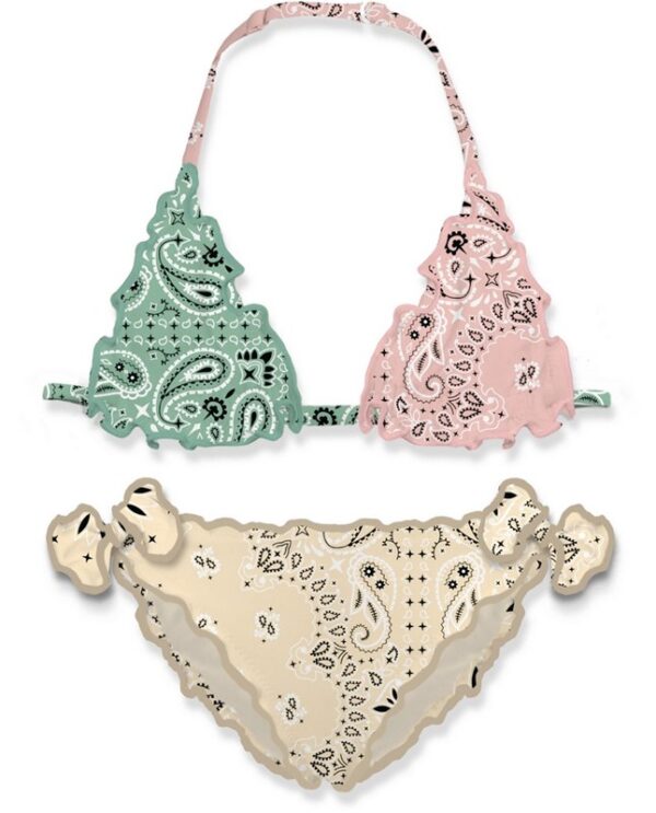 Bikini a triangolo con stampa bandanna patch