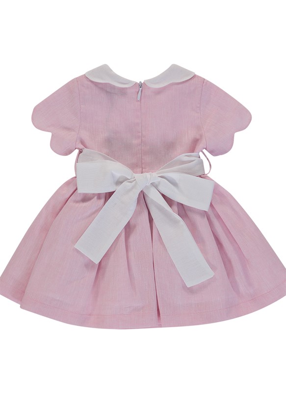 Vestito in misto lino colletto ondulato