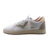Sneaker in pelle e micro glitter con lacci