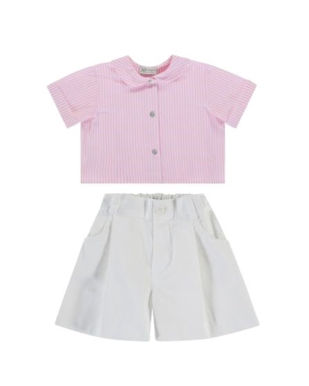Completo camicia a righe e short
