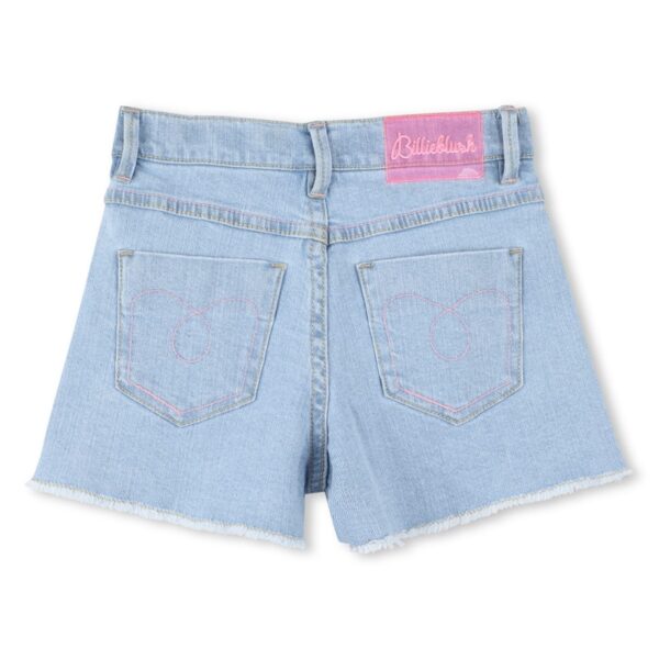 Short in denim con pailettes