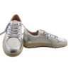 Sneaker in pelle laminata e micro glitter con lacci