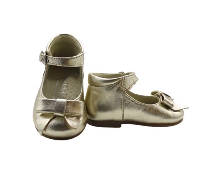Ballerina primo passo in pelle con fiocco