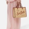 Borsa a mano vivian midi beige effetto paglia