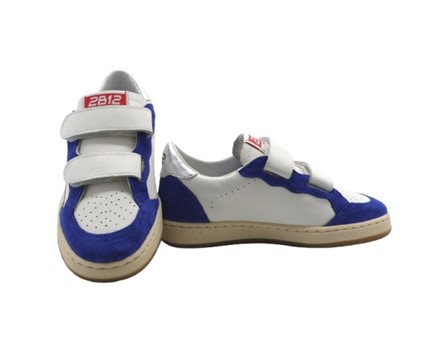 Sneaker in pelle e camoscio con doppio velcro