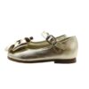 Ballerina in pelle laminata con fiocchetto e cinturino