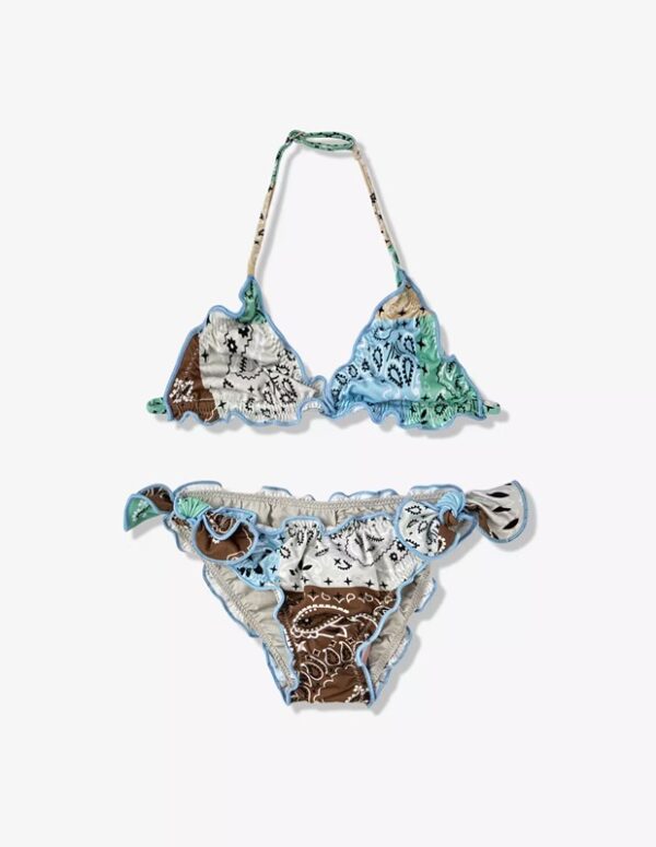 Bikini a triangolo con stampa bandanna patch