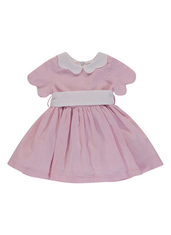 Vestito in misto lino colletto ondulato